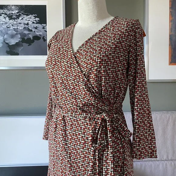 - Talbots Faux Wrap Dress in Beautiful Fall Colors Size SP - P - Picture 3 of 8